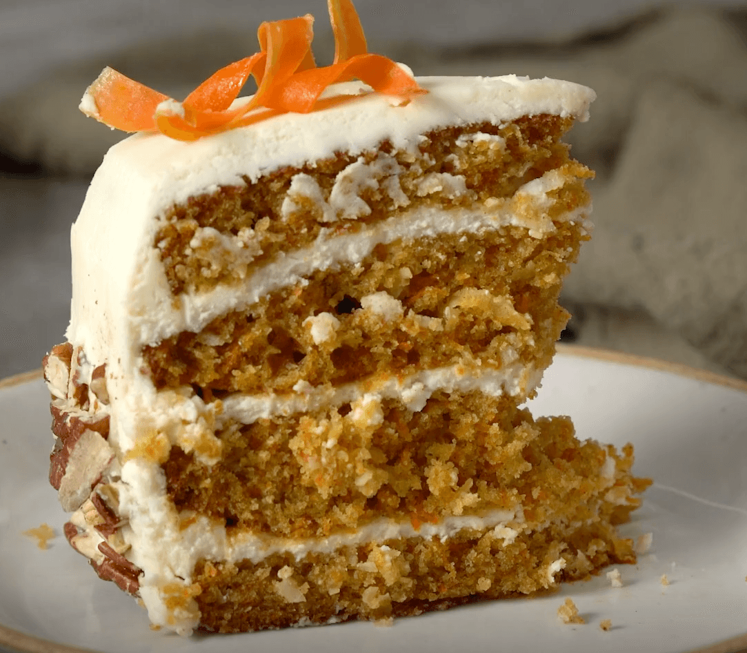 Spiced Carrot Cake with Citrus Cream Cheese & Pecan Praline
